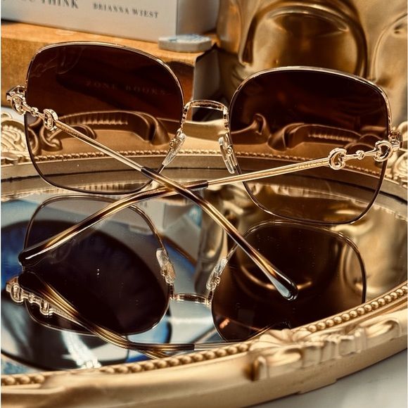 🆕 GUCCI 🧿 NWOT GG0879S 002 Gold Horsebit Sunglasses with Brown Gradient Lens - Picture 6 of 16